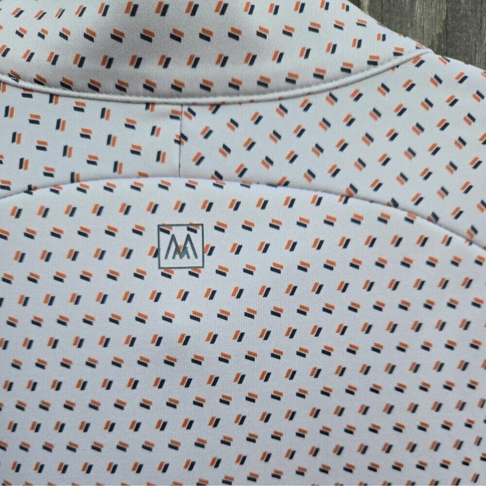 Mizzen+Main Men's  Trim Light Grey Geo Print Versa Quarter Zip Pullover size S